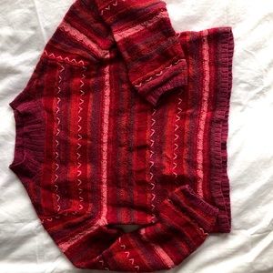 Cozy Cabin Red Fair Isle Knitted Mock Neck Sweater